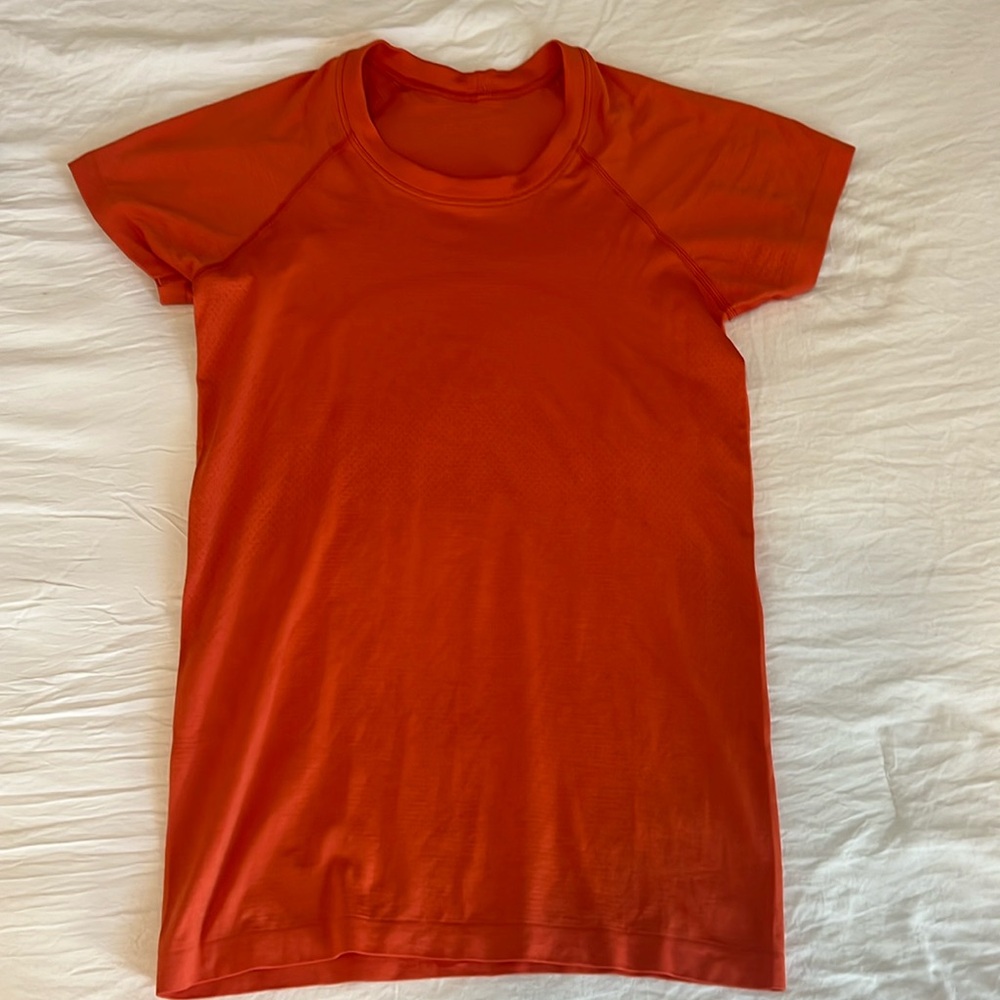 lululemon athletica Orange Raglan Short Sleeve Tee